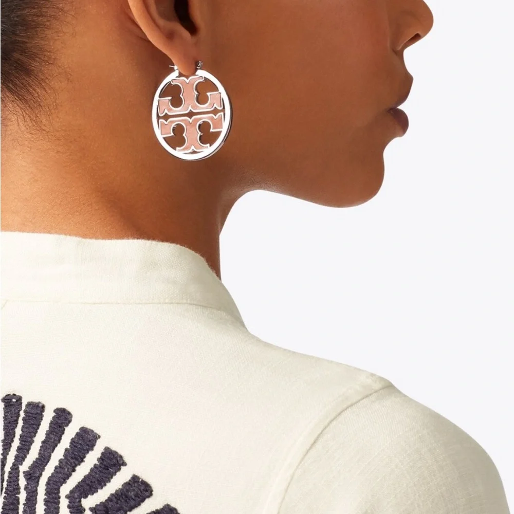 MILLER LEATHER-INLAY HOOP EARRING